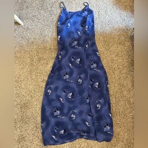 Elegant Blue Floral Women's Dress